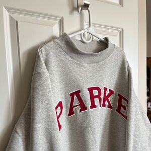 PARKE Varsity Mockneck in Grey/Maroon L/XL - NEW WITH TAGS